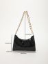 Small Baguette Bag Stitch Detail Black Chain Strap