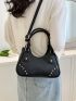 Studded Decor Shoulder Bag Small White