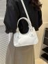 Studded Decor Shoulder Bag Small White