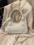 Studded Decor Shoulder Bag Small White