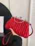 Small Square Bag Neon Red Stitch Detail Kiss Lock