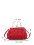 Small Square Bag Neon Red Stitch Detail Kiss Lock