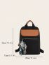 Two Tone Classic Backpack Zip Front Twilly Scarf Decor