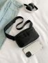 Mini Square Bag Minimalist With Zipper Black