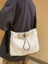 Large Hobo Bag Two Tone Drawstring Design