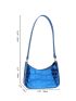 Mini Hobo Bag Embossed Detail Metallic Blue Funky