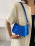 Mini Hobo Bag Embossed Detail Metallic Blue Funky