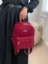 Small Classic Backpack Quilted Pattern Studded Decor