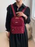 Small Classic Backpack Quilted Pattern Studded Decor