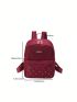 Small Classic Backpack Quilted Pattern Studded Decor