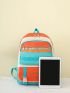 4pcs Bag Set Backpack Shoulder Bag Crossbody Bag Pencil Case Colorblock Preppy