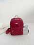 Small Classic Backpack Quilted Pattern Studded Decor