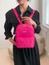 Medium Fashion Backpack Neon Pink Metal & Studded Decor