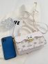 Mini Square Bag Cartoon Print Chain Decor Top Handle