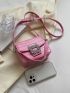 Mini Square Bag Crocodile Embossed Rhinestone Decor