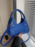 Small Shoulder Bag Solid Color Studded Decor Double Handle