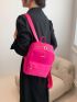 Medium Fashion Backpack Neon Pink Metal & Studded Decor