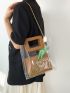 Medium Square Bag Clear Design With Inner Pouch Chain Strap