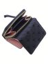 Women's Wallet Foldable Card Bag Multi-Card Wallet Short Fashion Embroidery Heart Coin Purse