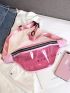 Large Fanny Pack Clear Design Neon Pink