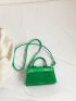 Mini Crocodile Embossed Square Bag Green Flap Top Handle