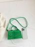 Mini Crocodile Embossed Square Bag Green Flap Top Handle