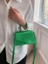 Mini Crocodile Embossed Square Bag Green Flap Top Handle