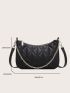 Quilted Hobo Bag Chain PU Black