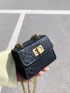 Mini Square Bag Crocodile Embossed Chain Strap Twist Lock