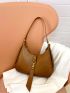 Medium Hobo Bag Lock Decor Solid Color