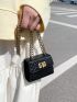 Mini Square Bag Crocodile Embossed Chain Strap Twist Lock