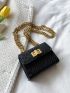 Mini Square Bag Crocodile Embossed Chain Strap Twist Lock