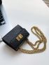 Mini Square Bag Crocodile Embossed Chain Strap Twist Lock