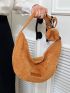 New Solid Stripe Bag Casual Hobo Bag With Coin Purse