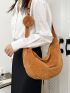 New Solid Stripe Bag Casual Hobo Bag With Coin Purse