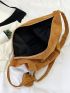 New Solid Stripe Bag Casual Hobo Bag With Coin Purse