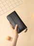 Crocodile Embossed Long Wallet Zipper Black