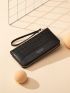 Crocodile Embossed Long Wallet Zipper Black