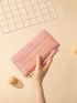 Pink Long Wallet Crocodile Embossed Slogan Graphic PU