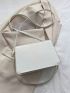 Faux Pearl Beaded Square Bag Small White