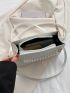 Faux Pearl Beaded Square Bag Small White