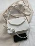 Faux Pearl Beaded Square Bag Small White