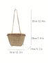 Pom Pom Decor Straw Bag Medium Vacation