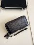 Geometric Pattern Long Wallet Zipper Black