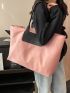 Colorblock Shoulder Tote Bag Double Handle Oversized