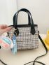 Plaid Pattern Square Bag Mini With Bag Charm