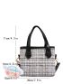 Plaid Pattern Square Bag Mini With Bag Charm