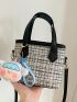 Plaid Pattern Square Bag Mini With Bag Charm