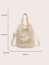 Small Bucket Bag Drawstring Solid Color