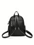 Studded Decor Classic Backpack Medium With Coin Purse Black